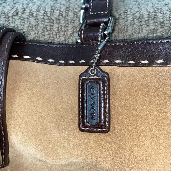 Coach hamptons maddison suede leaterh carryall satchel - Picture 10 of 11